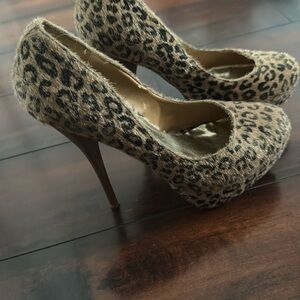 Leopard print stiletto heels